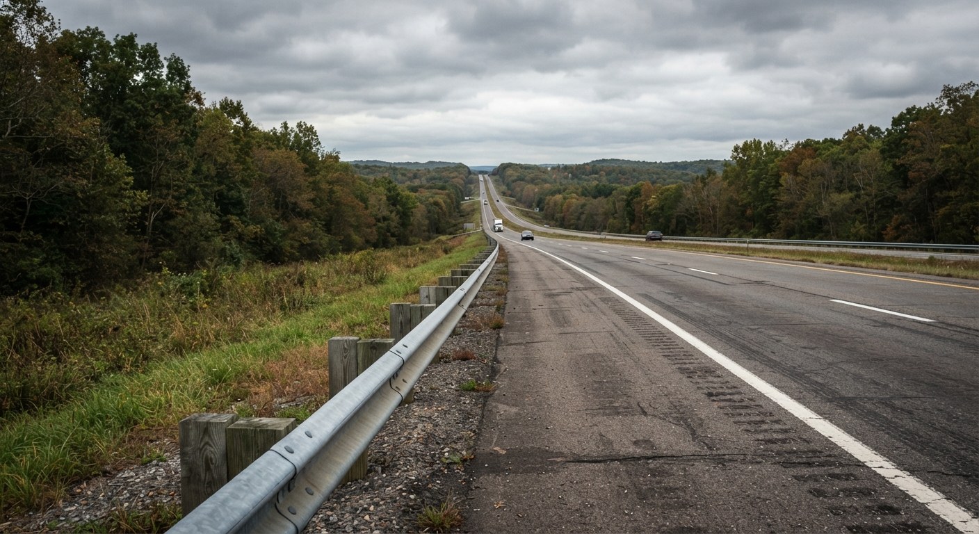 A SPELLMAN TRANSPORT LLC tractor and dry van on the Multi-State lanes